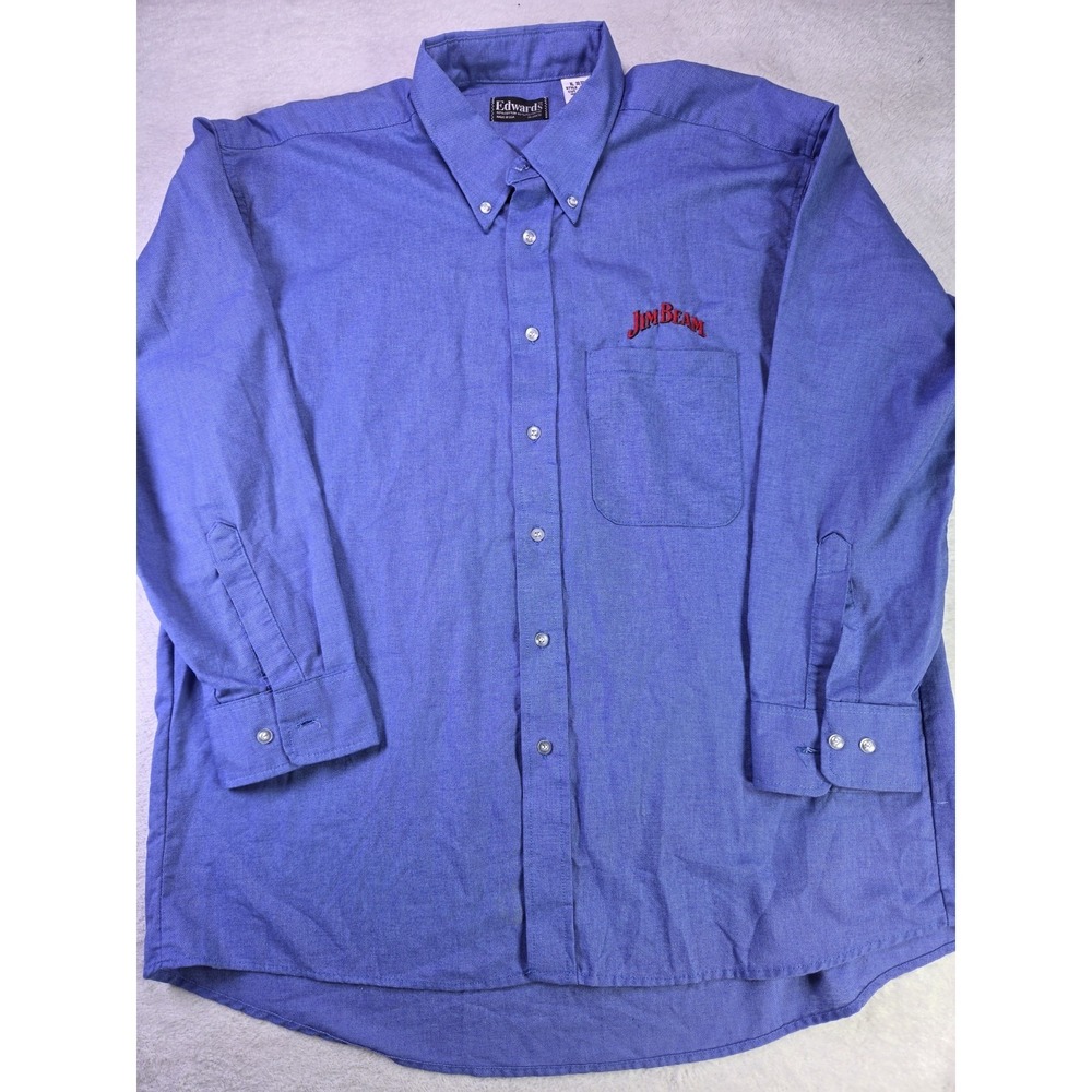Vintage Jim Beam Shirt Mens XL Edwards USA Button Up Blue Workwear Uniform...